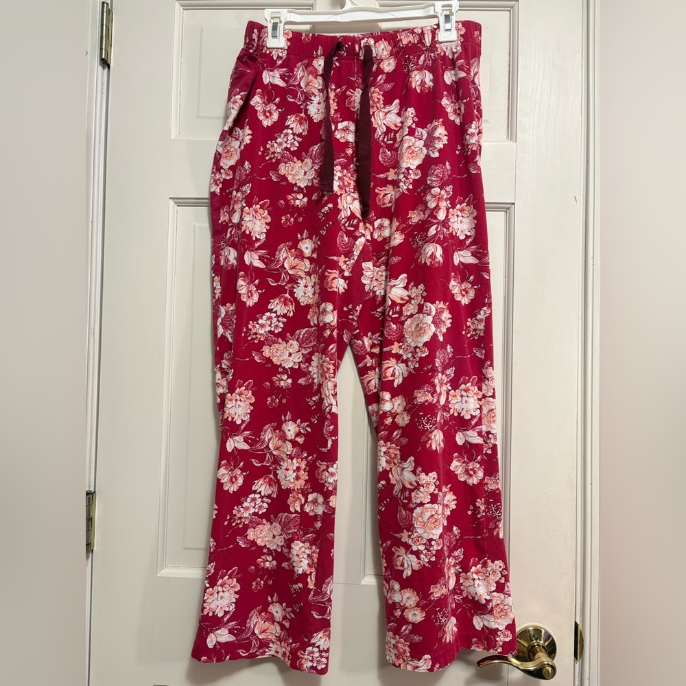 LANDS' END Floral Cotton LOUNGING / PAJAMA PANTS Size M (10-12)